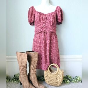 Hollister red floral dress | size med midi | cowgirl cottage boho festival